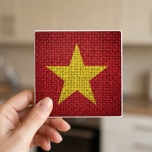 Vietnam Flag Pride ceramic coasters set of 4, in hand