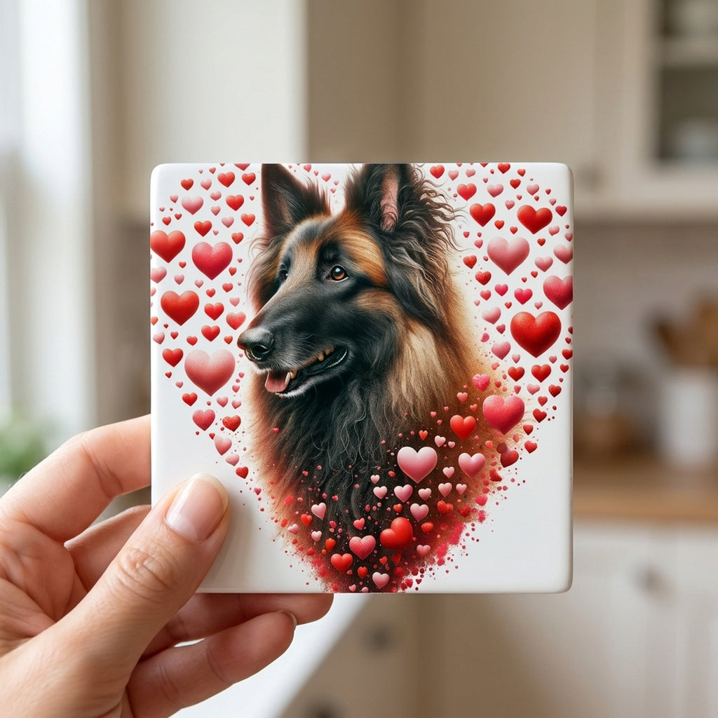 Belgian Tervuren ceramic coasters set of 4, in hand