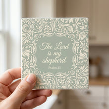 Psalm 23 ceramic coasters set of 4, in hand