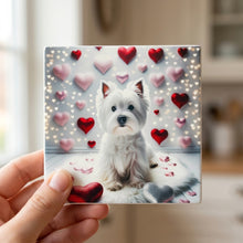 West Highland White Terrier ceramic coasters set of 4, in hand