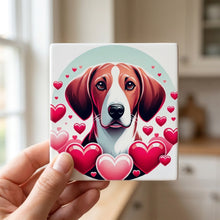 Beagle ceramic coasters set of 4, in hand