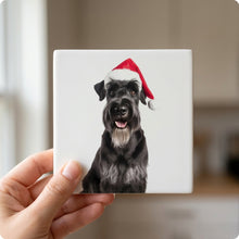 Giant Schnauzer ceramic coasters set of 4, in hand