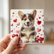 Pembroke Welsh Corgi ceramic coasters set of 4, in hand