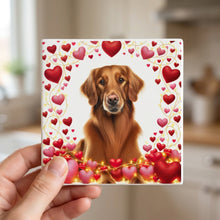 Golden Retriever ceramic coasters set of 4, in hand