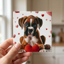 Boxer ceramic coasters set of 4, in hand