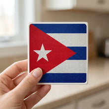 Cuba Flag Pride ceramic coasters set of 4, in hand