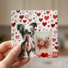 Chinese Crested ceramic coasters set of 4, in hand