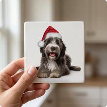 Bergamasco Sheepdog Puppy ceramic coasters set of 4, in hand