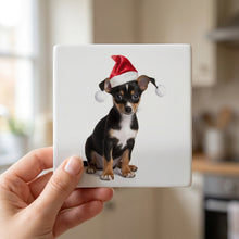 Toy Fox Terrier Puppy ceramic coasters set of 4, in hand