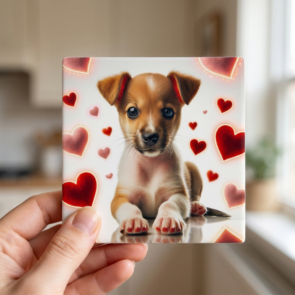Jack Russell Terrier ceramic coasters set of 4, in hand