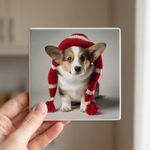 Cardigan Welsh Corgi Puppy ceramic coasters set of 4, in hand