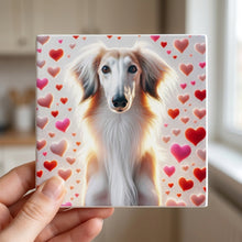 Saluki ceramic coasters set of 4, in hand