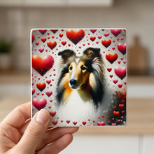 Collie ceramic coasters set of 4, in hand