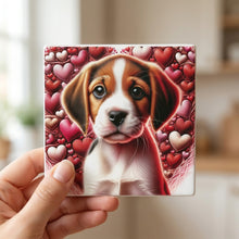 Beagle ceramic coasters set of 4, in hand
