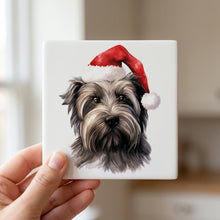 Skye Terrier ceramic coasters set of 4, in hand
