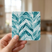 Chevron ceramic coasters set of 4, in hand