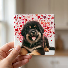 Tibetan Mastiff ceramic coasters set of 4, in hand