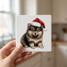 Finnish Lapphund Puppy Drawing ceramic coasters set of 4, in hand