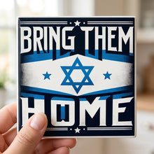 Blue Star Banner ceramic coasters set of 4, in hand
