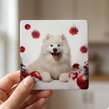 Samoyed ceramic coasters set of 4, in hand
