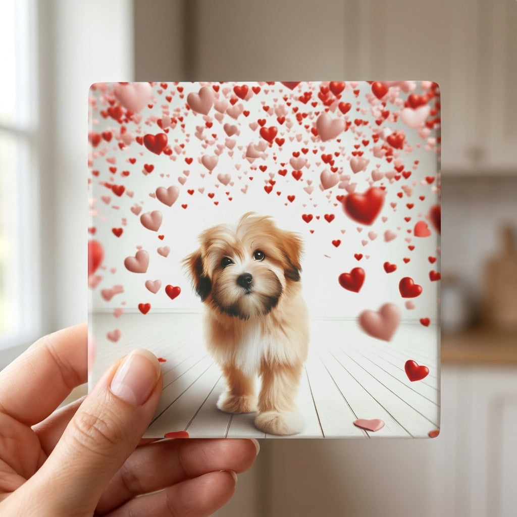 Havanese ceramic coasters set of 4, in hand