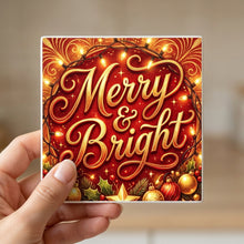 Merry & Bright ceramic coasters set of 4, in hand