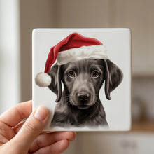 Sloughi Puppy Drawing ceramic coasters set of 4, in hand