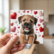 Border Terrier ceramic coasters set of 4, in hand