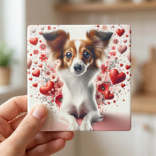 Papillon ceramic coasters set of 4, in hand