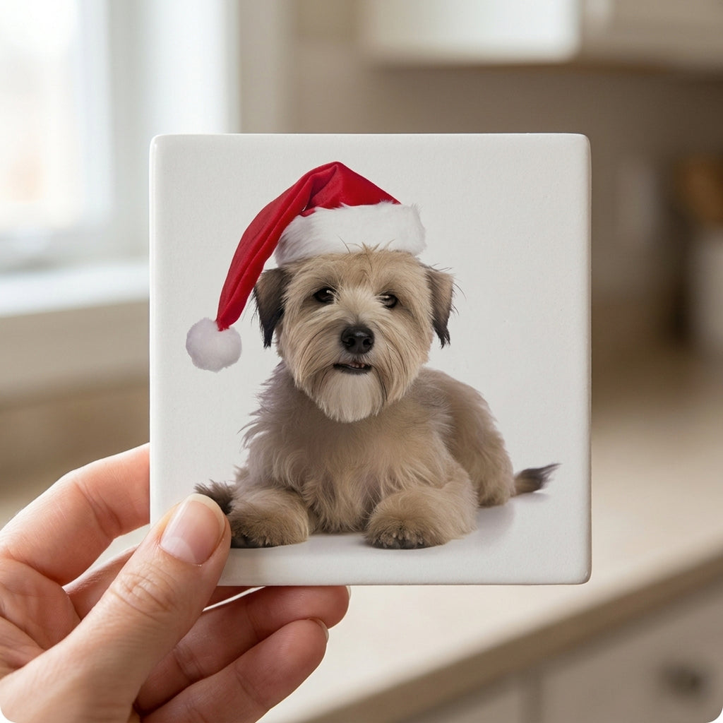 Glen of Imaal Terrier ceramic coasters set of 4, in hand