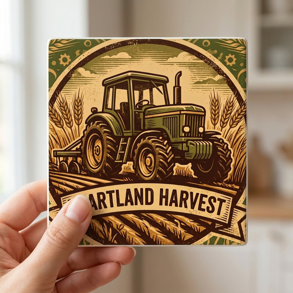 Farm Agriculture ceramic coasters set of 4, in hand