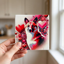 Pembroke Welsh Corgi ceramic coasters set of 4, in hand