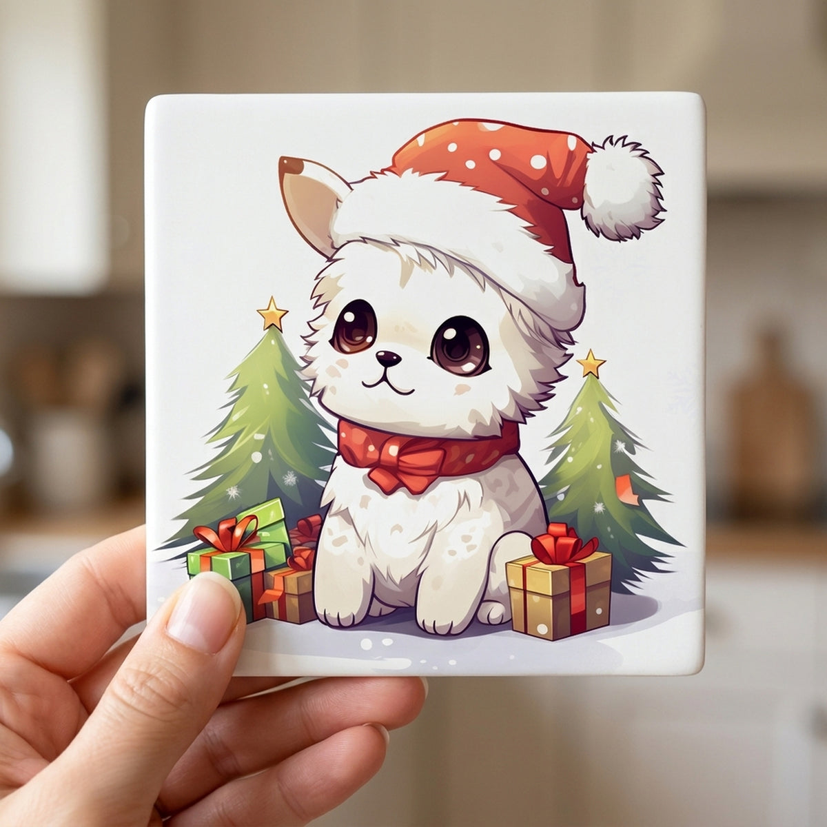 Pumik ceramic coasters set of 4, in hand