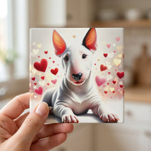 Bull Terrier ceramic coasters set of 4, in hand