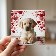 Labrador Retriever ceramic coasters set of 4, in hand