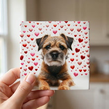 Border Terrier ceramic coasters set of 4, in hand