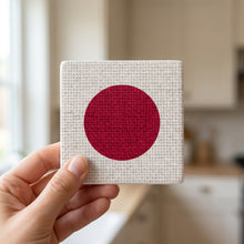 Japan Flag Pride ceramic coasters set of 4, in hand