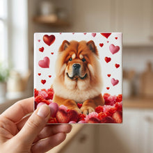Chow Chow ceramic coasters set of 4, in hand