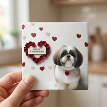 Shih Tzu ceramic coasters set of 4, in hand