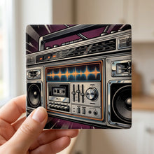 Boombox ceramic coasters set of 4, in hand