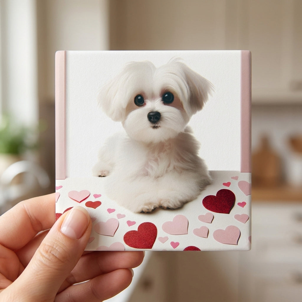 Maltese ceramic coasters set of 4, in hand