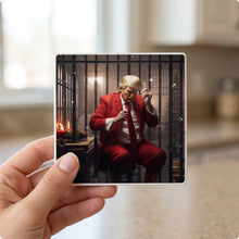 Red Cellblock Santa ceramic coasters set of 4, in hand