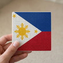 Philippines Flag Pride ceramic coasters set of 4, in hand