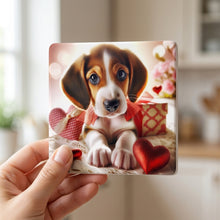 Beagle ceramic coasters set of 4, in hand
