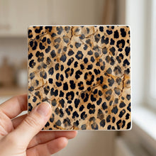 Cheetah Print ceramic coasters set of 4, in hand