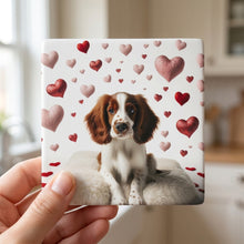 Welsh Springer Spaniel ceramic coasters set of 4, in hand