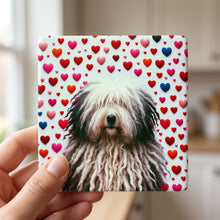 Bergamasco Sheepdog ceramic coasters set of 4, in hand