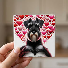 Miniature Schnauzer ceramic coasters set of 4, in hand