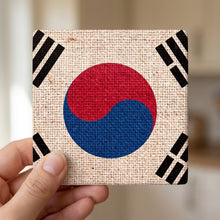 South Korea Flag Pride ceramic coasters set of 4, in hand