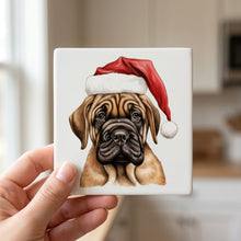 Mastiff Puppy Drawing ceramic coasters set of 4, in hand